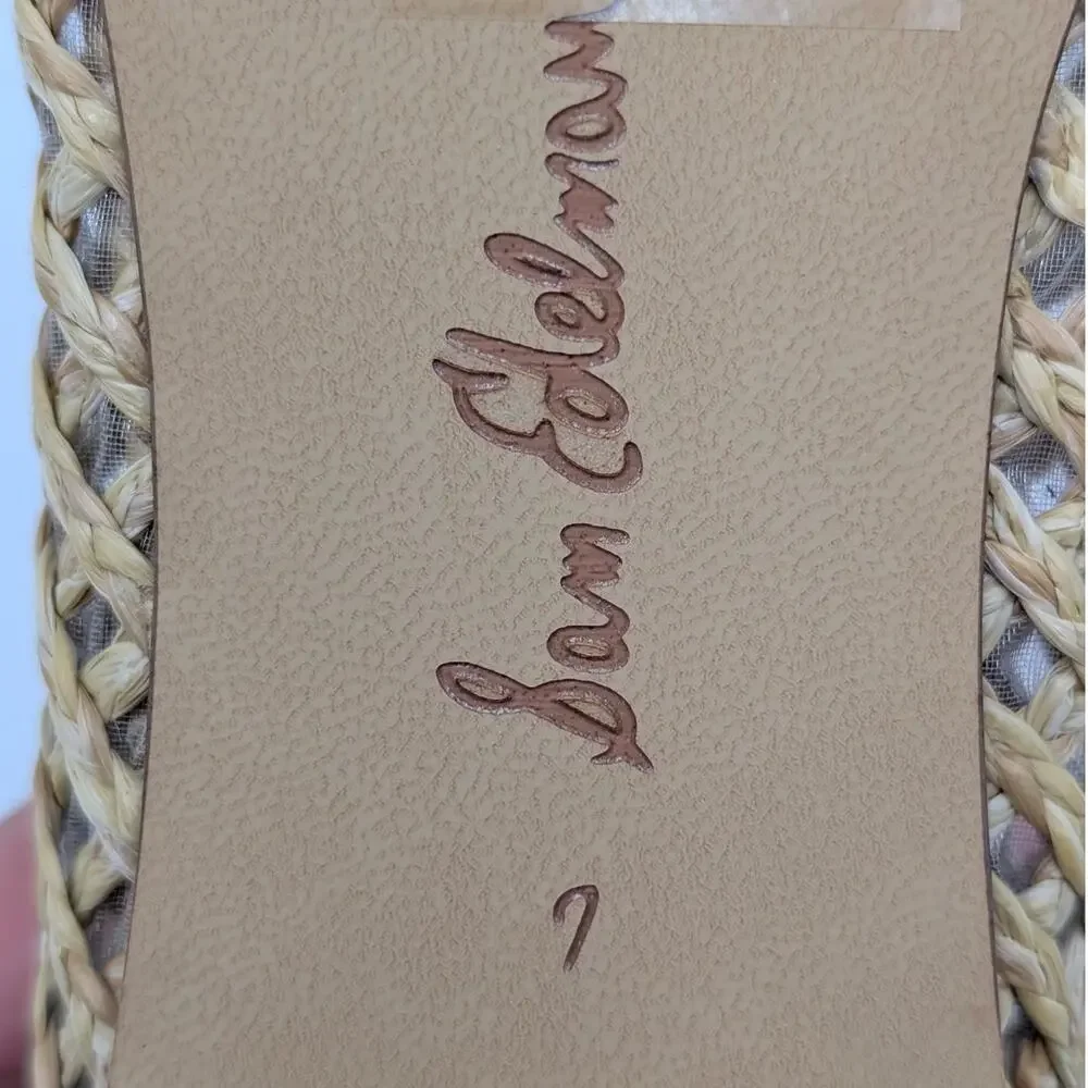 Sam Edelman May Ballet Flat Bow Detail Women's Woven Raffia Size US7 EU37.5